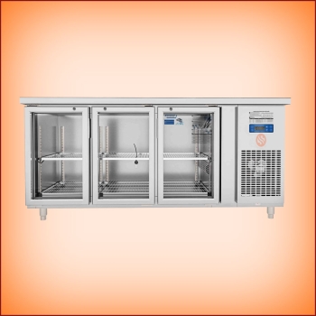 Tủ bàn mát quạt gió 3 cánh mở kính 1800x750x850
